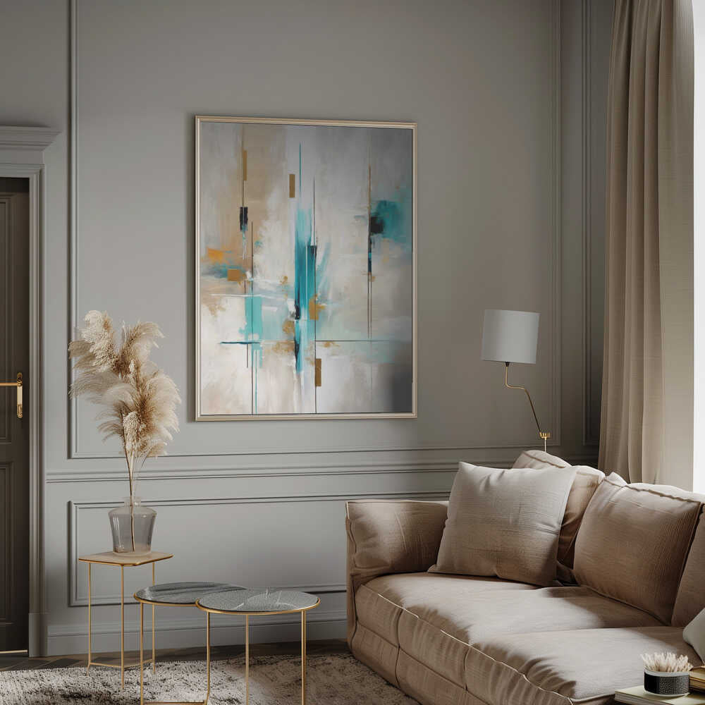Wall art Echoes of Aqua and Gold