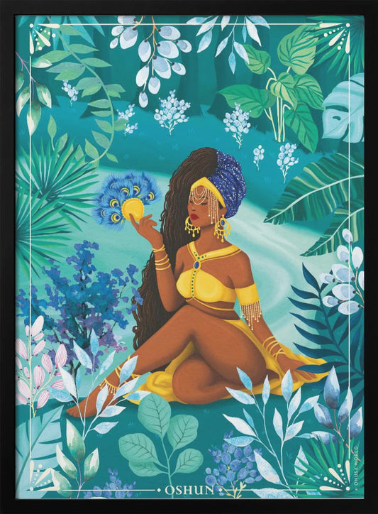 Oshun Orisha Goddess Wall Artwork In Black Floating Frame