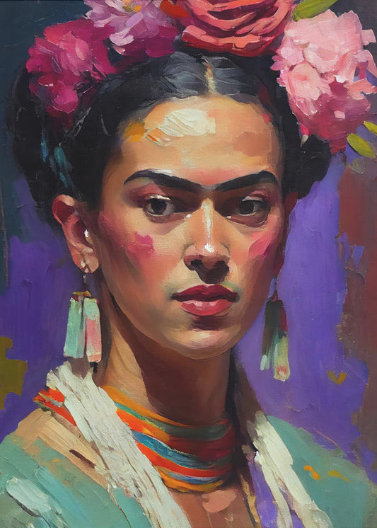 Portrait Of Frida Wall Artwork In Black Floating Frame