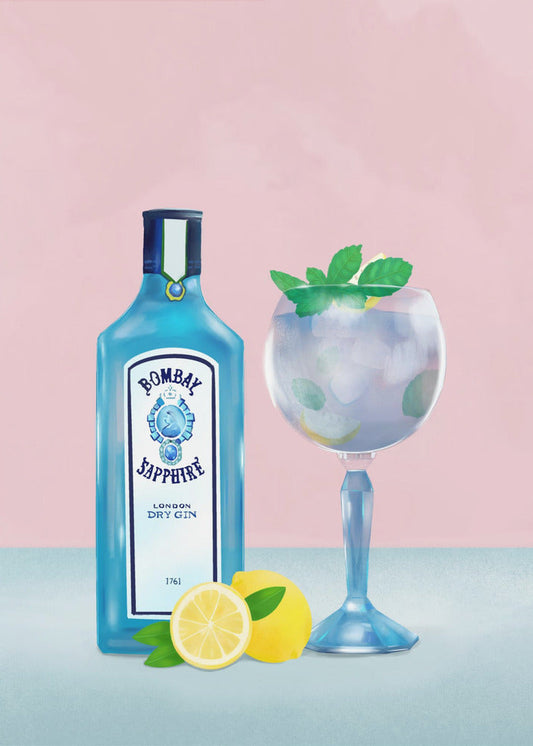 Gin Cocktail Wall Artwork In Black Floating Frame