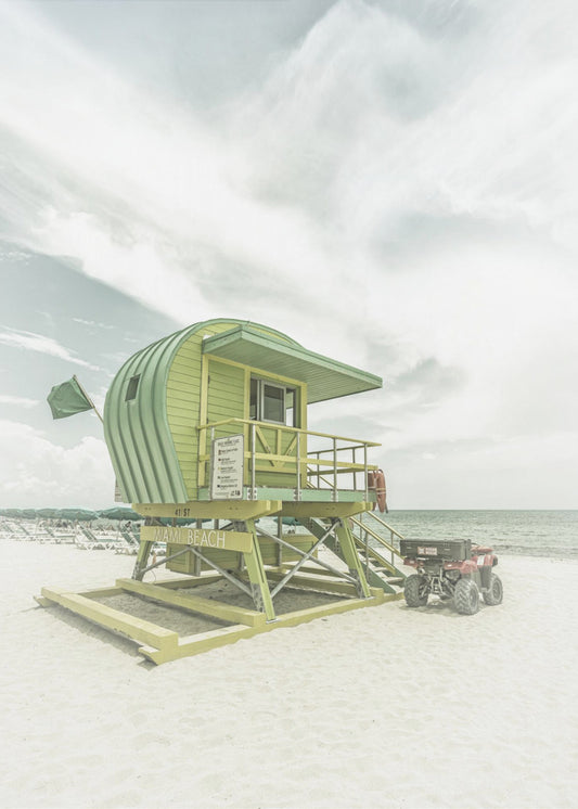 Vintage Florida Flair at Miami Beach Wall Artwork In Black Floating Frame