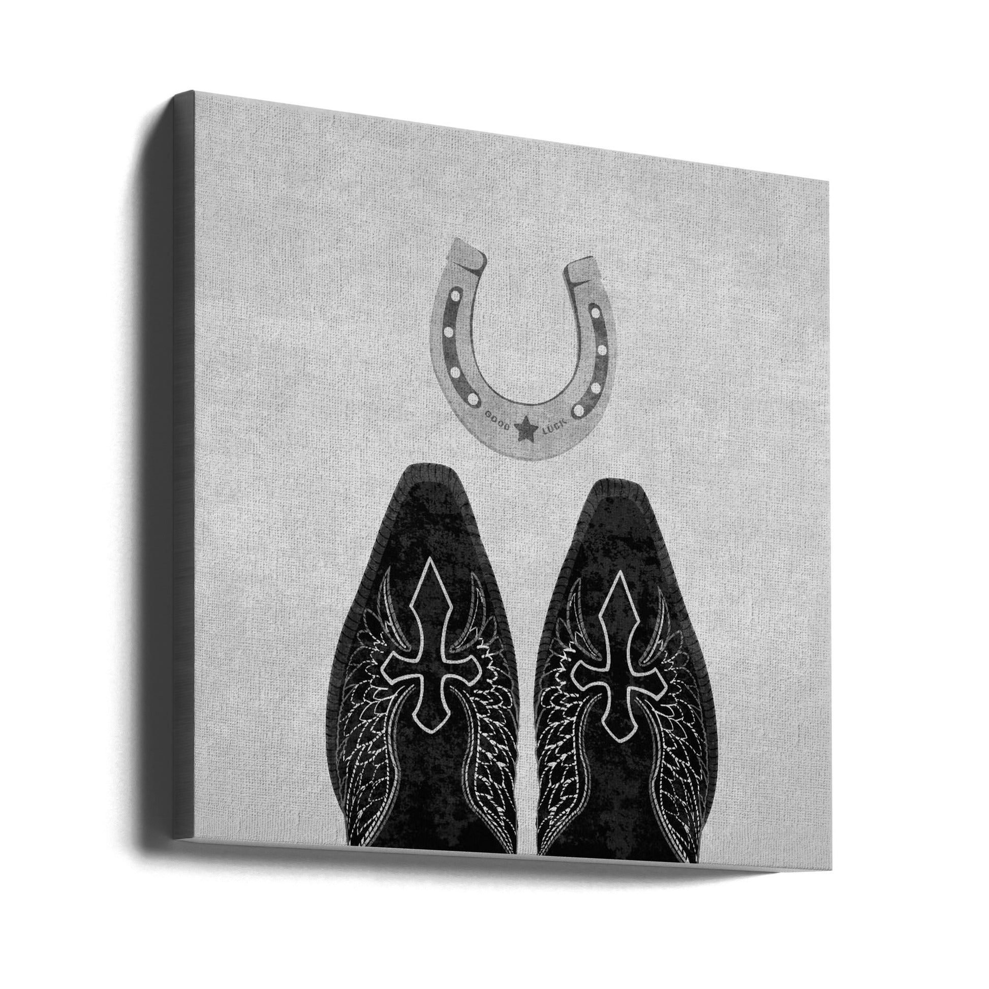  Bw Cowboy Boots and Horseshoe Wall Artwork 0