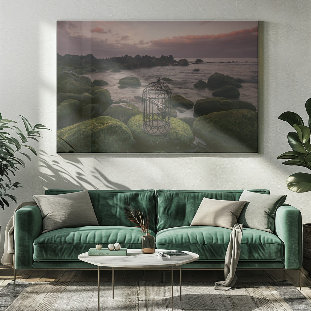 Wall art Free yourself!-20X16inches-In White Floating Frame
