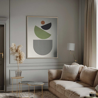 Wall art Geometric Shapes in Green Black and Orange