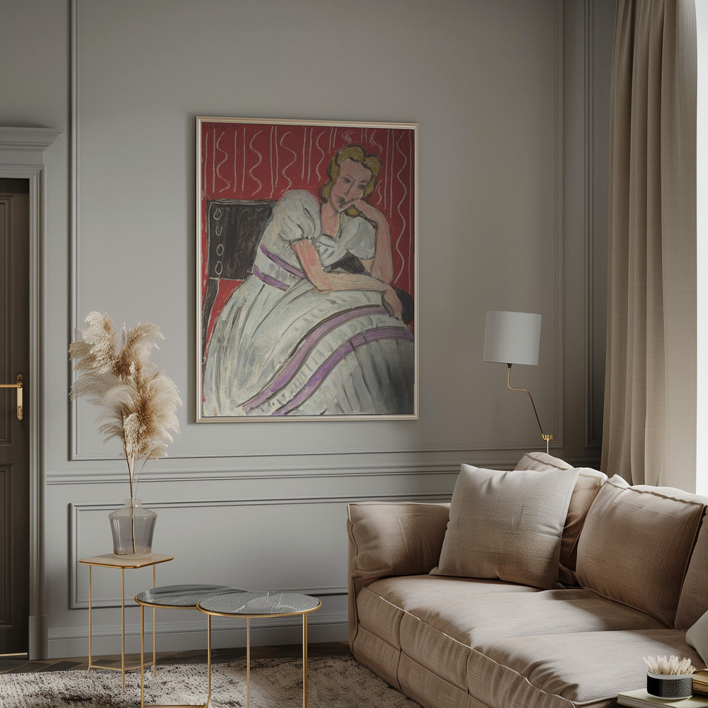 Artwork  Jeune Femme Assise En Robe Grise -inches