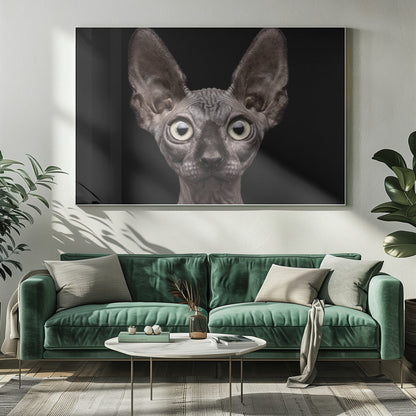 Artwork Sphynx Cat20X16inches- White Frame