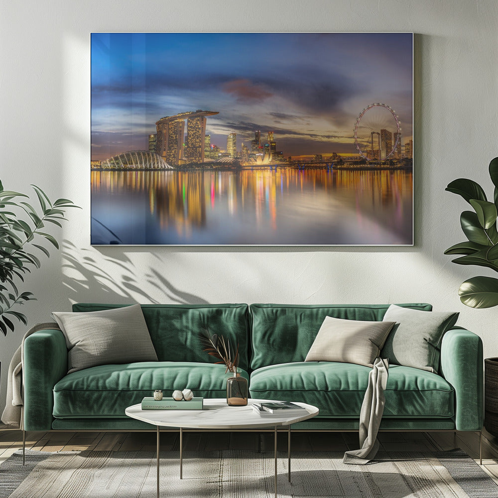 Artwork Sunset by the Bay20X16inches- White Frame