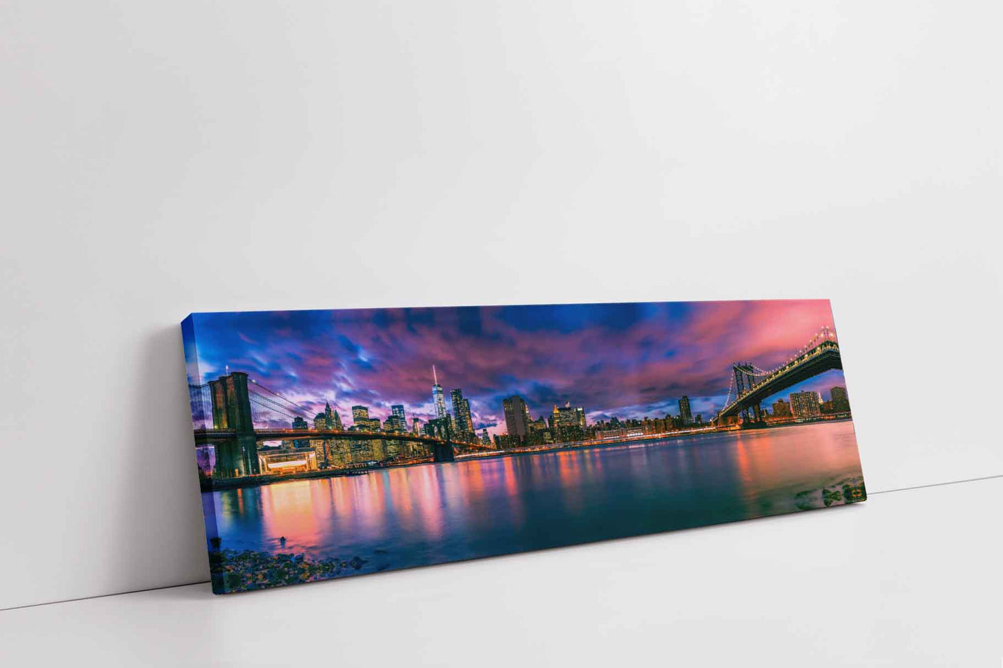 Canvas The East River and the Brooklyn Bridge-New York City landscape