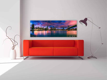Canvas The East River and the Brooklyn Bridge-New York City landscape