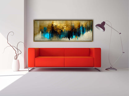 Gold and Blue Abstract-Canvas Wall art- Fine Art