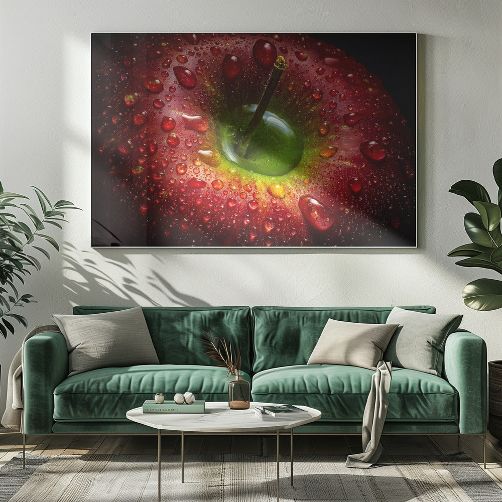 Artwork Red Apple. Food20X16inches- White Frame