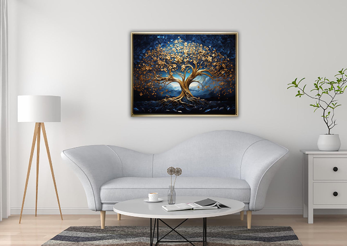 Canvas Print-The tree of Life on floating frame gold 