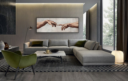 Sample Michaelangelo's " Creation" in livingroom