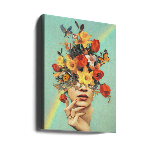 Wall art Baby's in bloom - Rainbow, flowers, birds &amp; butterflies