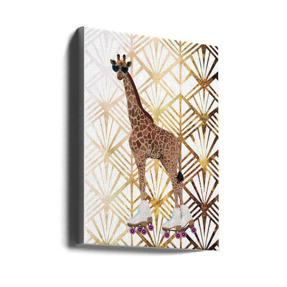 Wall art Giraffe Rollerskates Art Deco