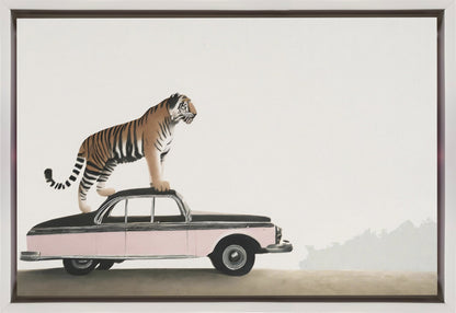 Wall art Tiger om a car roof