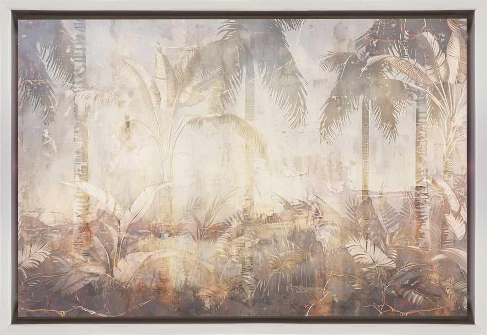  Jungle Leaves Art Illustration Wallart 45 Wall Artwork In Black Floating Frame
