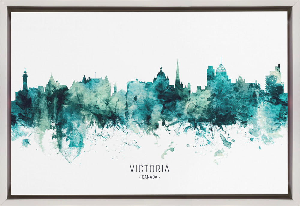 Wall art Victoria Canada Skyline-36X24inches-In Black Floating Frame