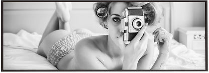 Artwork- A chick, a click, and a curl-36X24inches-In Black Floating Frame