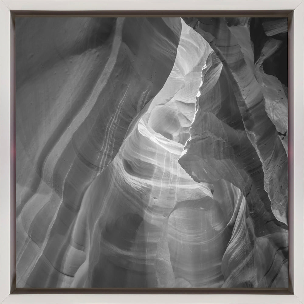  MONOCHROME ANTELOPE CANYON Daylight Wall Artwork In Black Floating Frame