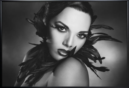 Artwork- The black feathers-20X16inches-In White Floating Frame