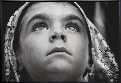 Artwork- Girl with Sardinian traditional veil-20X16inches-In White Floating Frame