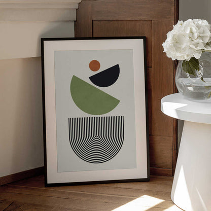 Wall art Geometric Shapes in Green Black and Orange