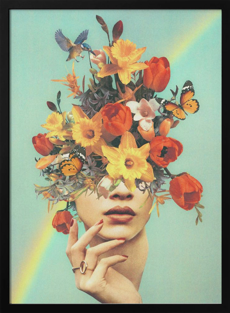 Wall art Baby's in bloom - Rainbow, flowers, birds &amp; butterflies