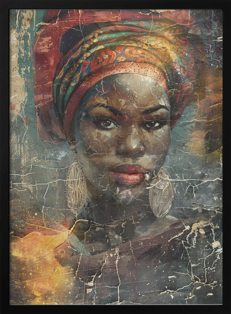 African Art Illustration Wallart 068 Wall Artwork In White Floating Fame
