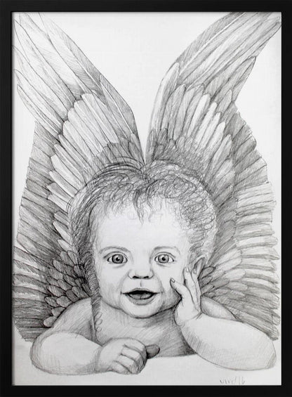 canvas prints Cherubic Baby Angel24X36inches- White Frame