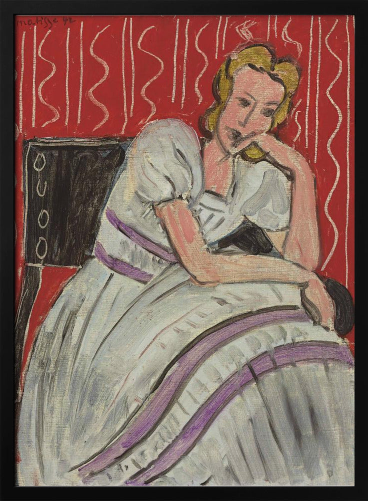 Artwork  Jeune Femme Assise En Robe Grise 36X48-inches