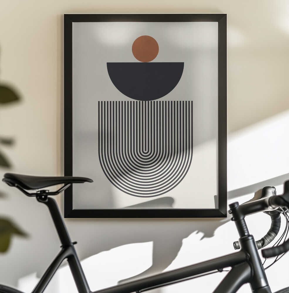 Wall art Geometric Shapes with a Black Semicircle