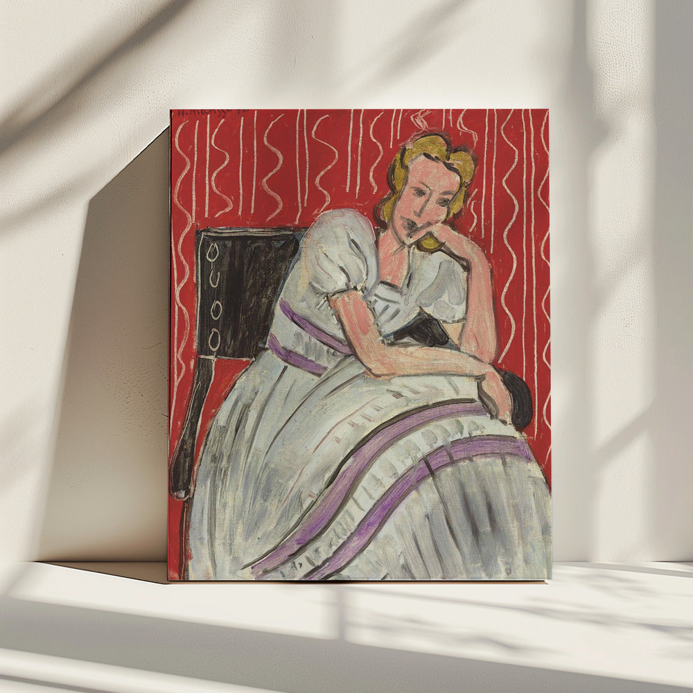 Artwork  Jeune Femme Assise En Robe Grise 24X36-inches