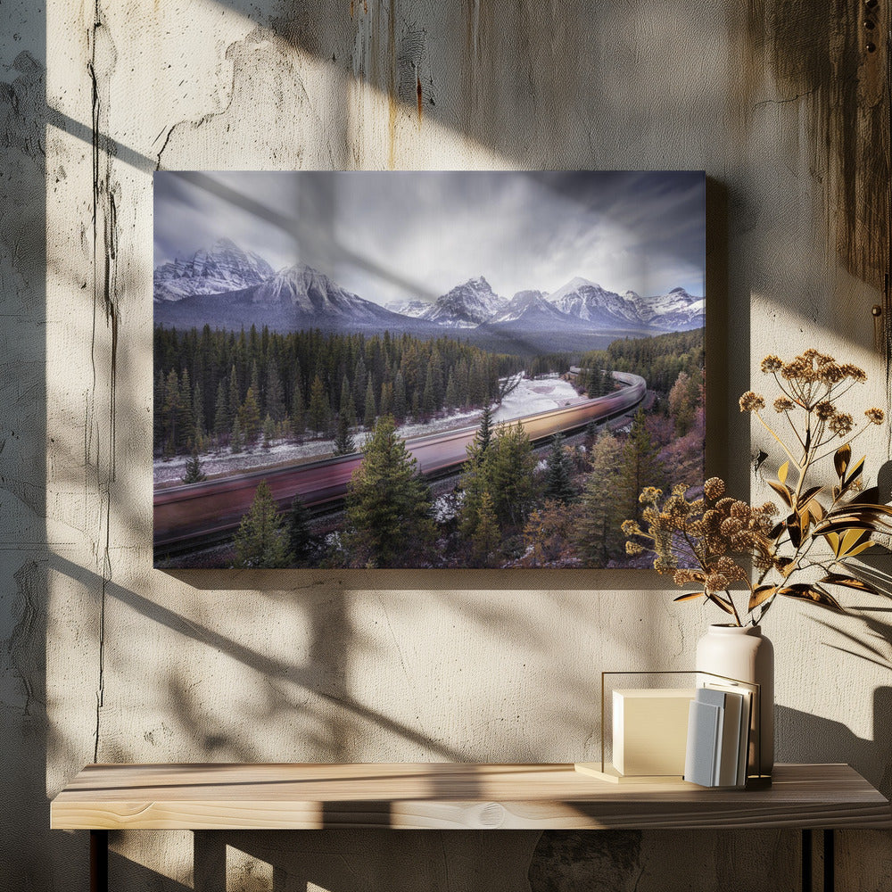 Wall art Fast train-48X36inches-In Black Floating Frame