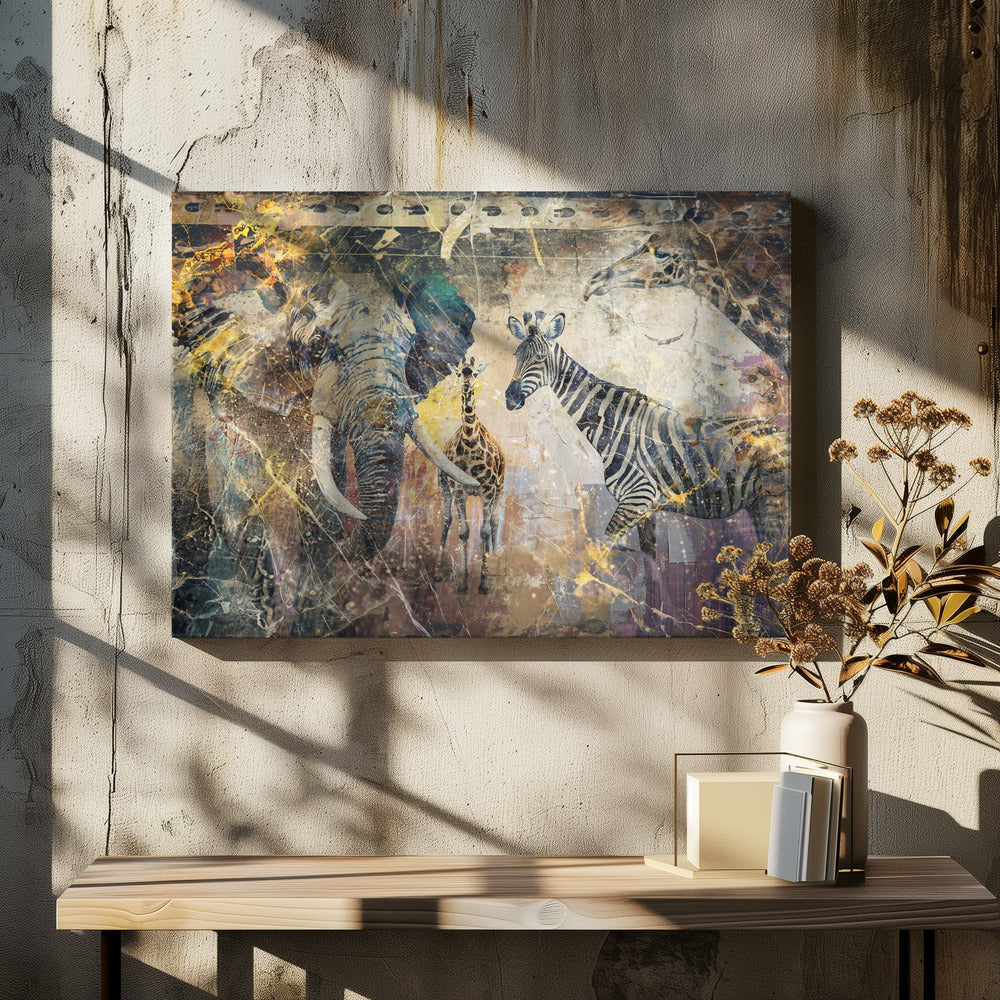  African Art Illustration Wallart 113 Wall Artwork In Black Floating Frame