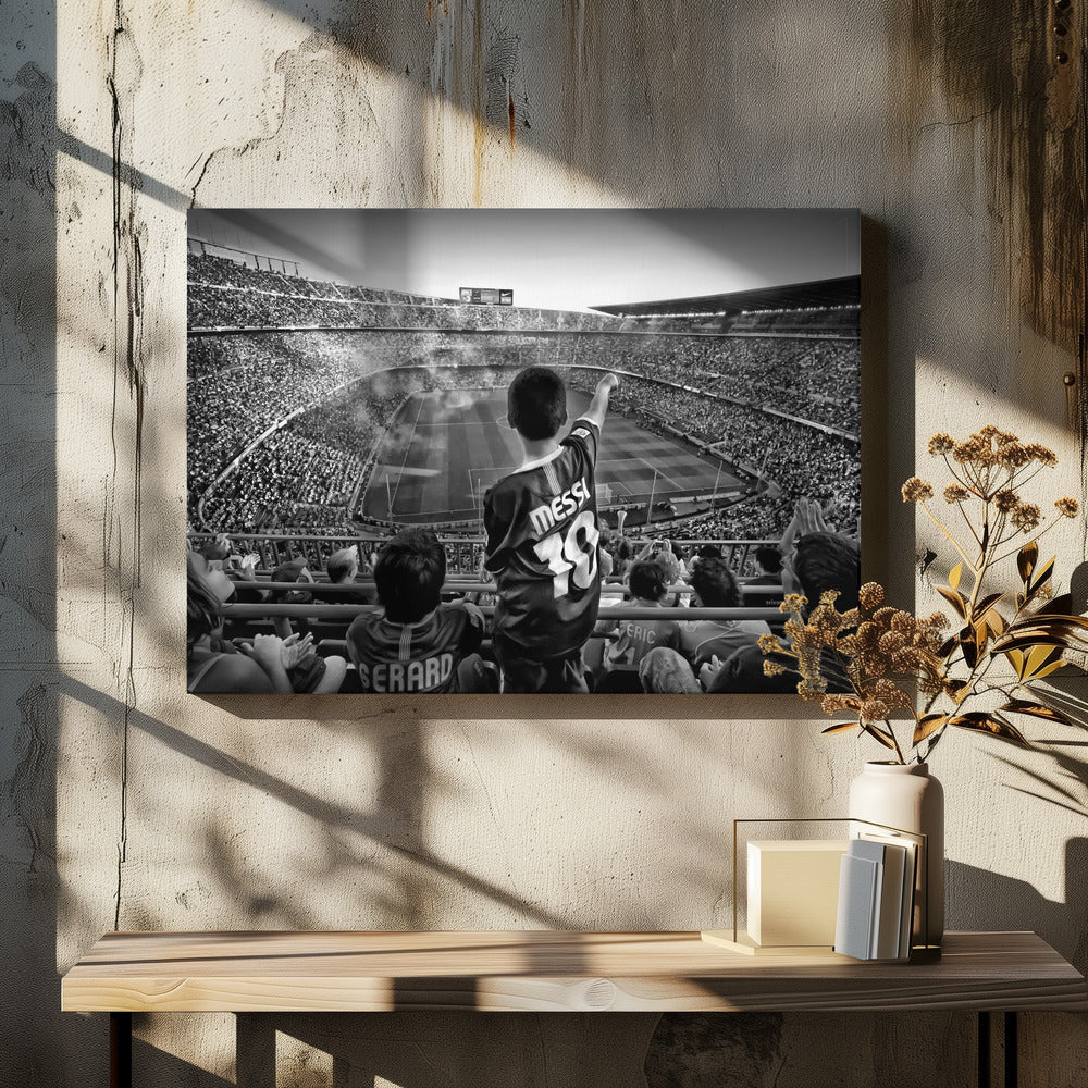 Artwork Cathedral of Football48X36inches- Black Frame