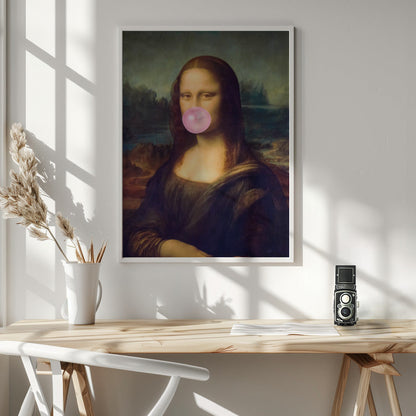 Mona Lisa Bubble Gum Wall Artwork In Black Floating Frame