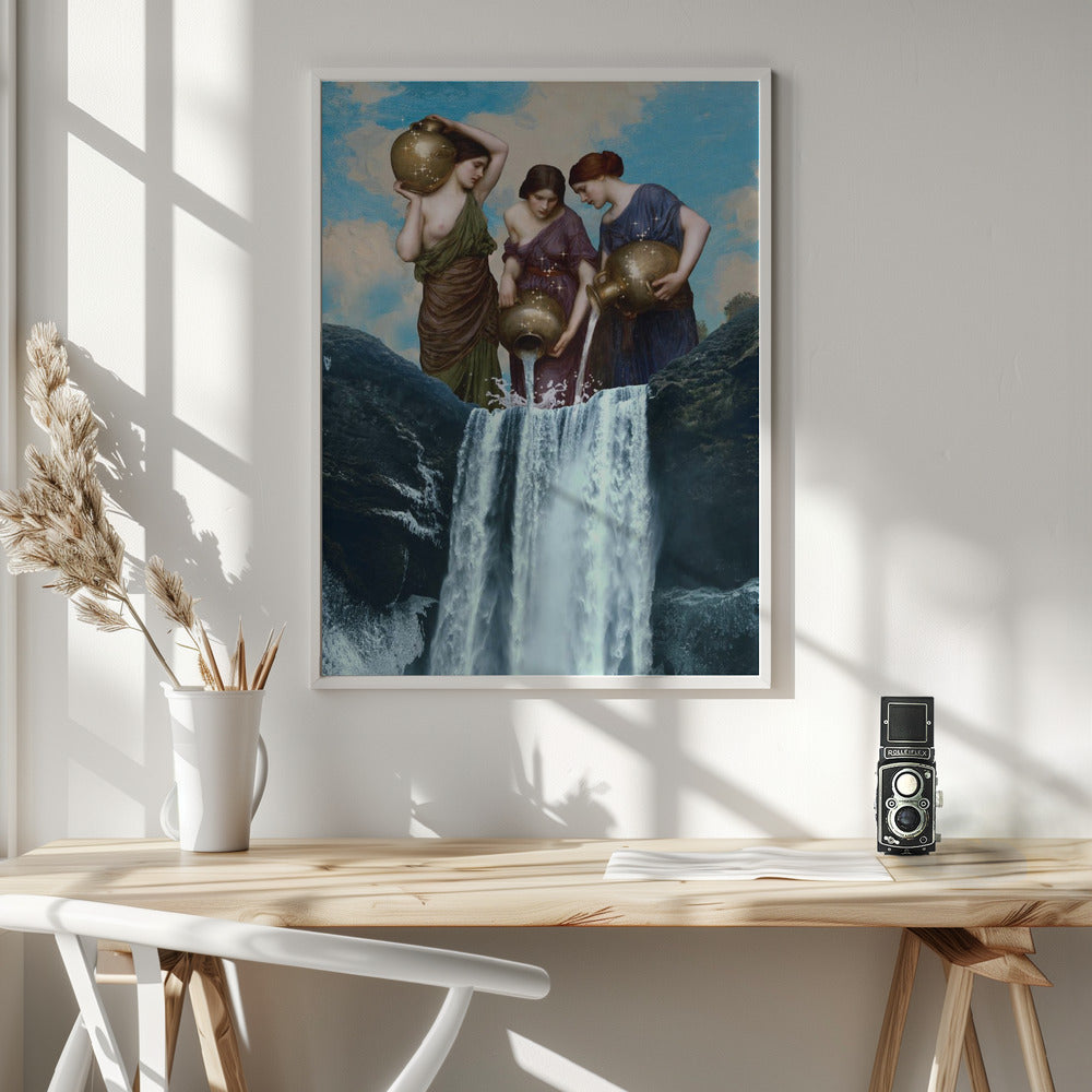 canvas prints Magic Waterfall36X48inches- White Frame