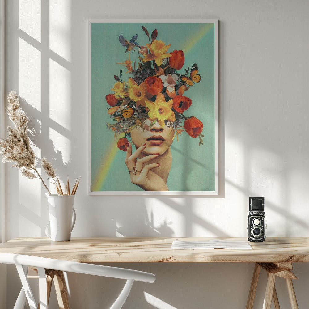 Wall art Baby's in bloom - Rainbow, flowers, birds &amp; butterflies