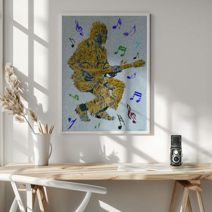 Guitarist Music Notes Wall Artwork In White Floating Frame