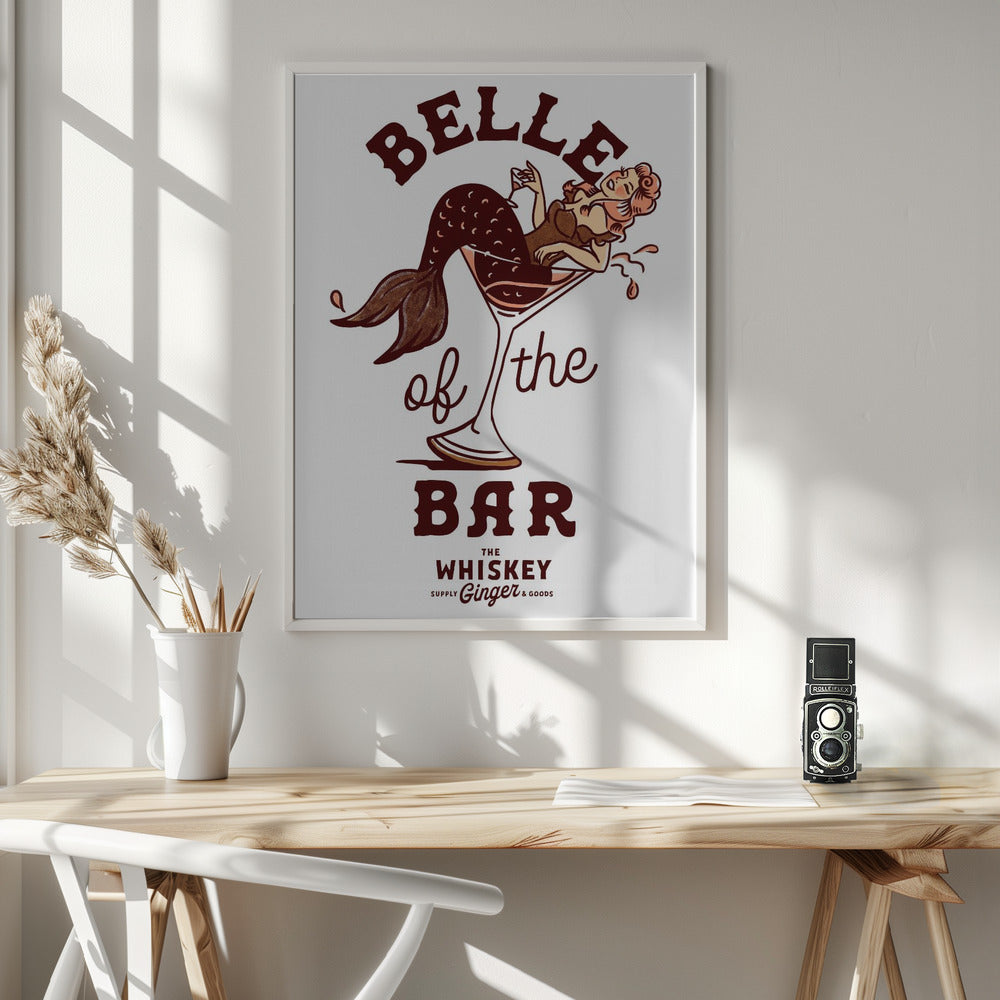 canvas prints Belle Of The Bar Mermaid Pin Up Art36X48inches- White Frame