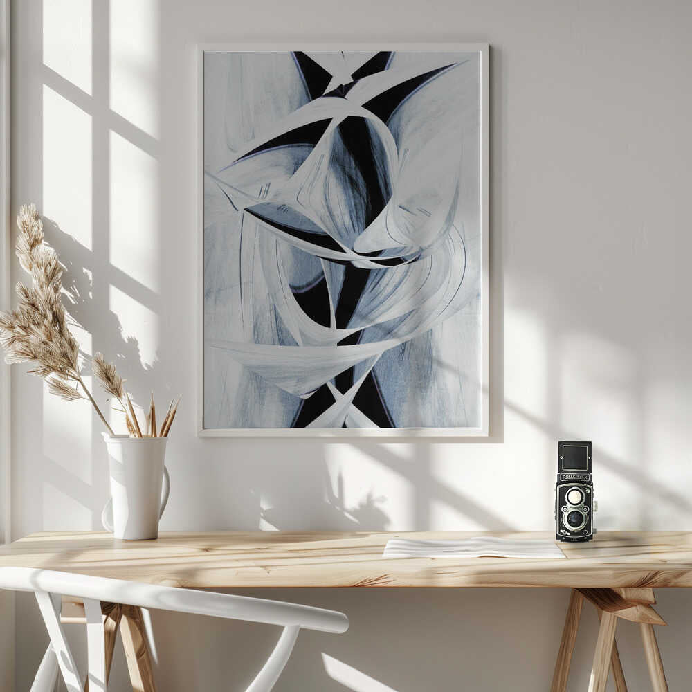 Wall art Dynamic Black And White Swirling Patterns