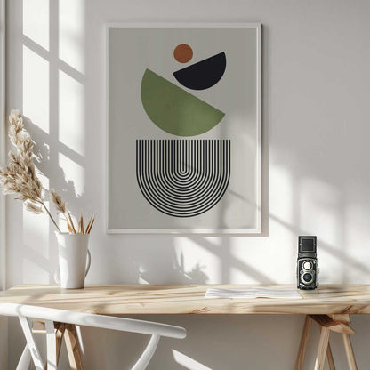 Wall art Geometric Shapes in Green Black and Orange