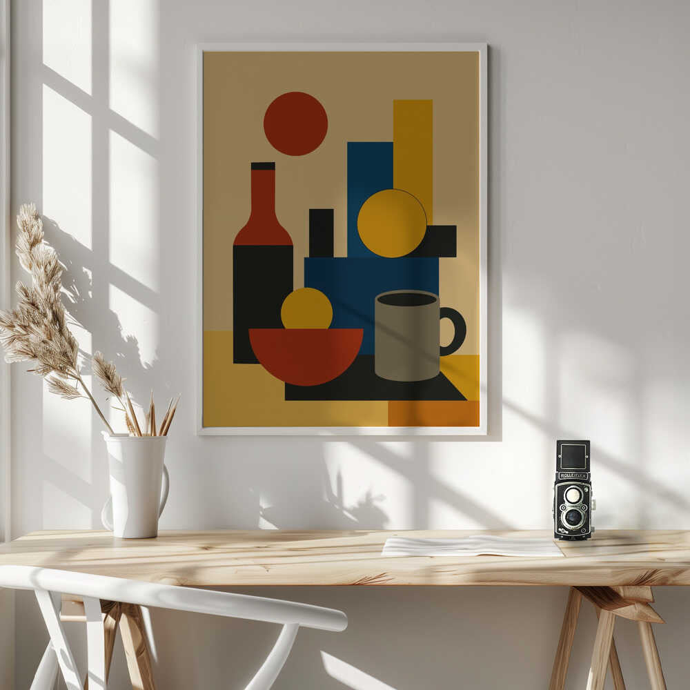 Wall art Geometric Still Life with Bottle 02