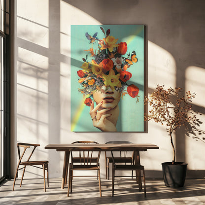 Wall art Baby's in bloom - Rainbow, flowers, birds &amp; butterflies
