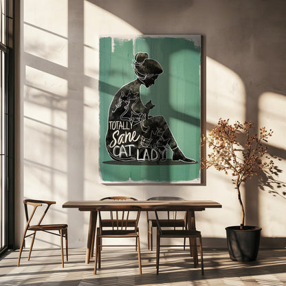 canvas prints Totally Sane Cat Lady36X48inches- Black Frame
