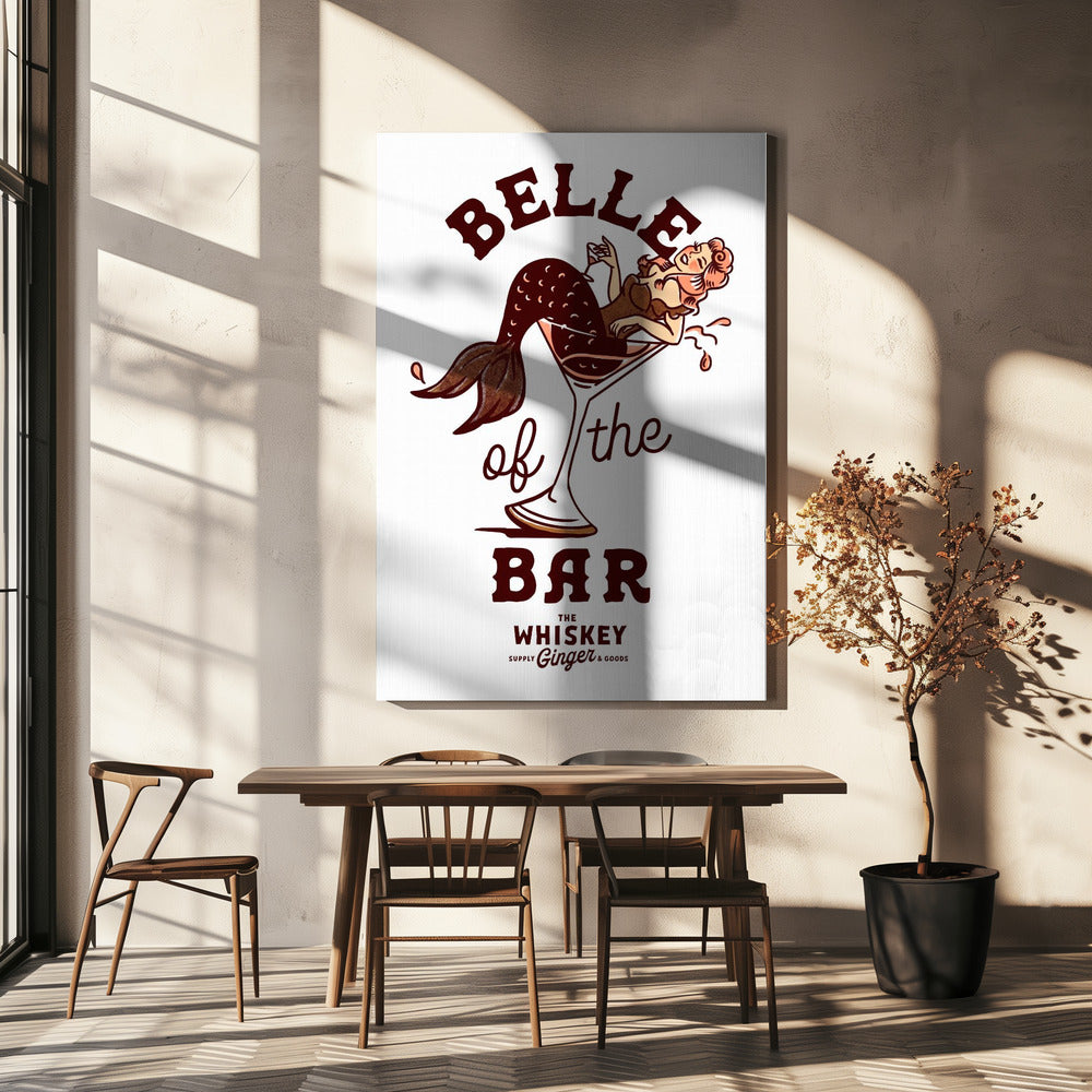 canvas prints Belle Of The Bar Mermaid Pin Up Art36X48inches- Black Frame
