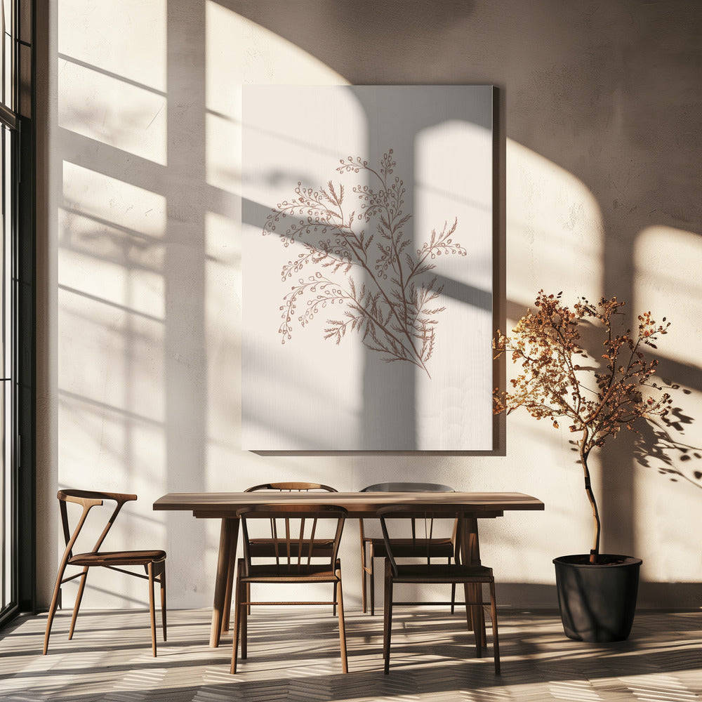 Artwork- Acacia Botanical Branch-24X36inches-In Black Floating Frame