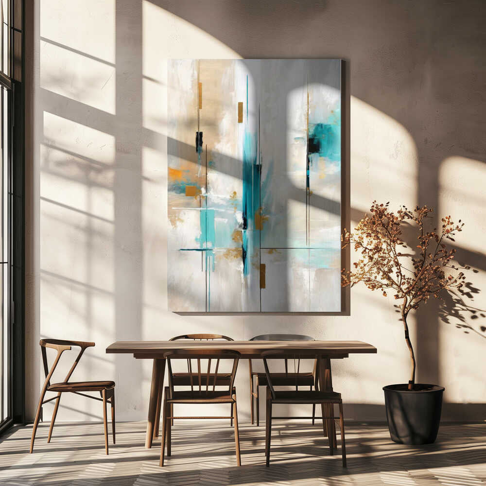 Wall art Echoes of Aqua and Gold