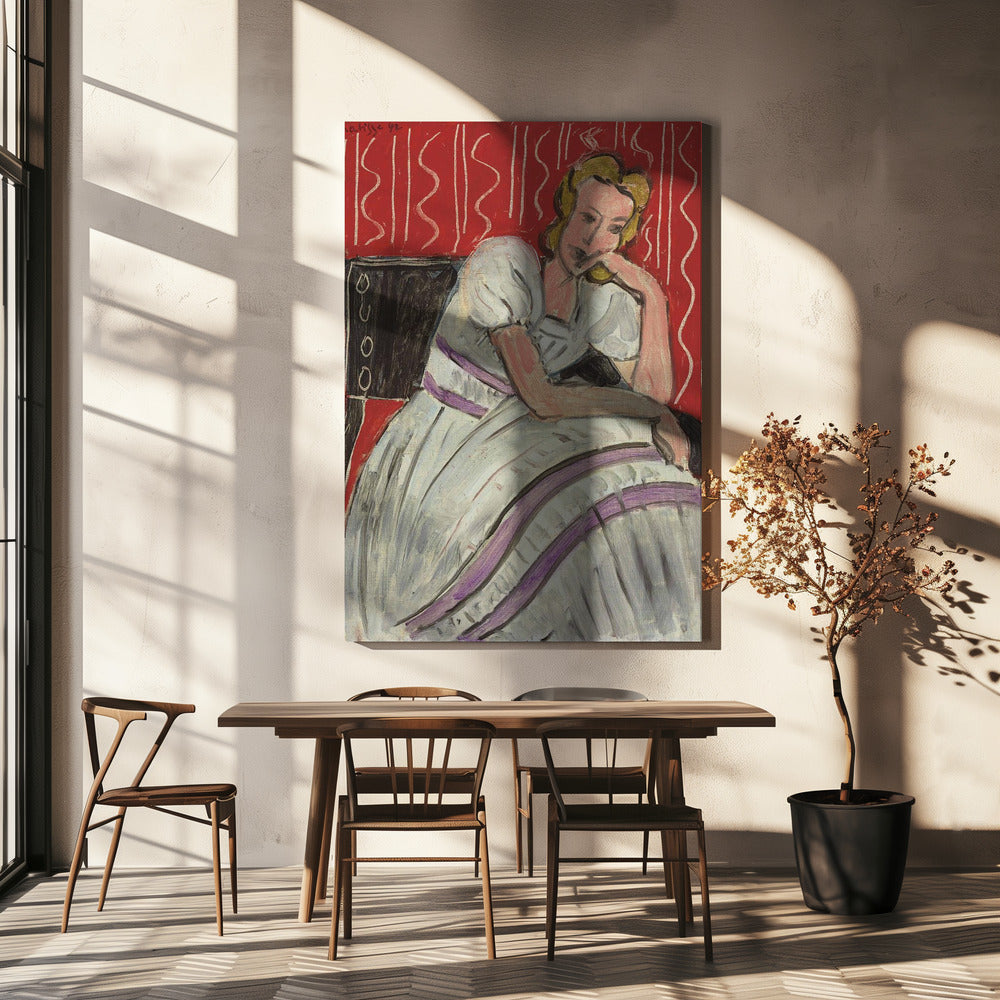 Artwork  Jeune Femme Assise En Robe Grise -inches